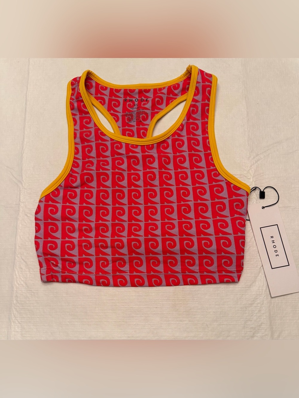 Rhode Sports Bra Tank in Red & Lavender Logo Print Size XS NWT 🌷